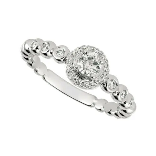 0.50 Carat Natural Diamond Engagement Ring G SI 14K White Gold