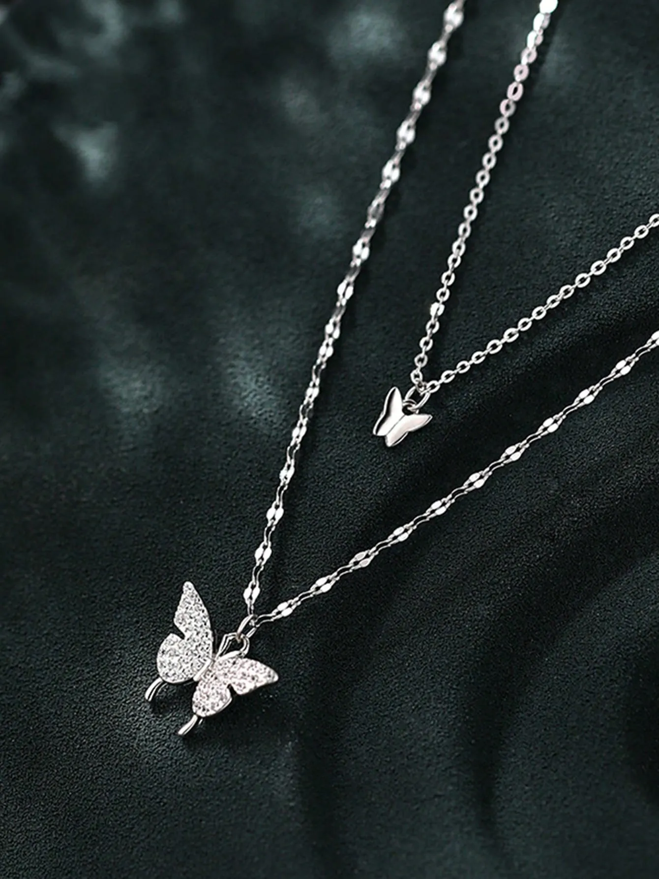 1 Piece Of Exquisite Women Jewelry, New Trend S925 Silver Double-Layer Butterfly Pendant Necklace, Simple And Fresh Style, INS Clavicle Chain, Perfect Gift For Girlfriend Birthday