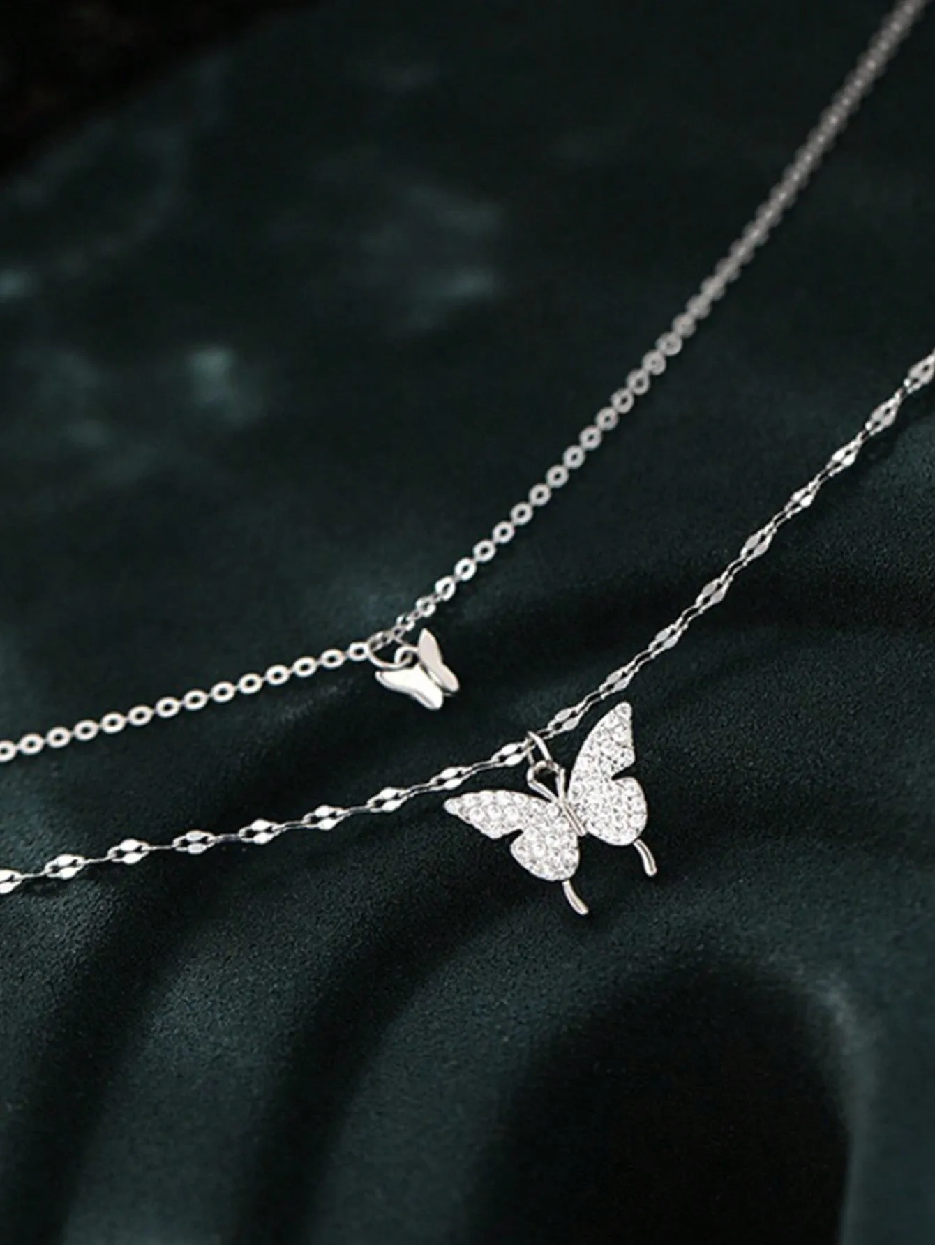 1 Piece Of Exquisite Women Jewelry, New Trend S925 Silver Double-Layer Butterfly Pendant Necklace, Simple And Fresh Style, INS Clavicle Chain, Perfect Gift For Girlfriend Birthday