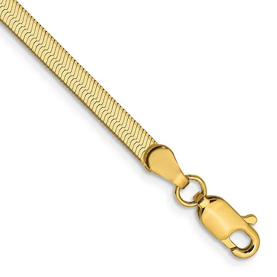 10K or 14K Yellow Gold (3.0mm) Silky Herringbone Bracelet