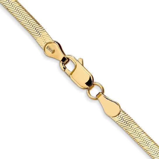 10K or 14K Yellow Gold (3.0mm) Silky Herringbone Bracelet