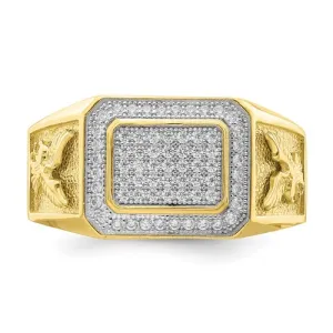 10K Yellow Gold CZ Eagle Men's Ring