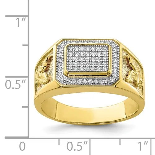 10K Yellow Gold CZ Eagle Men's Ring
