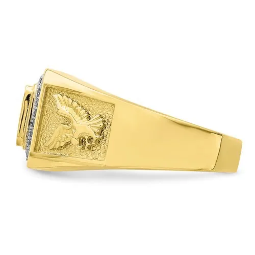 10K Yellow Gold CZ Eagle Men's Ring
