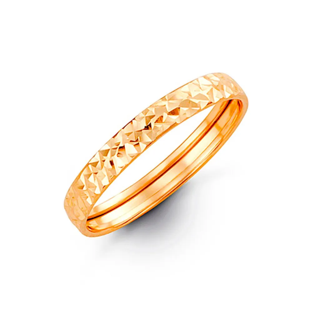 10K Yellow Gold Diamond Cut Stackable Band