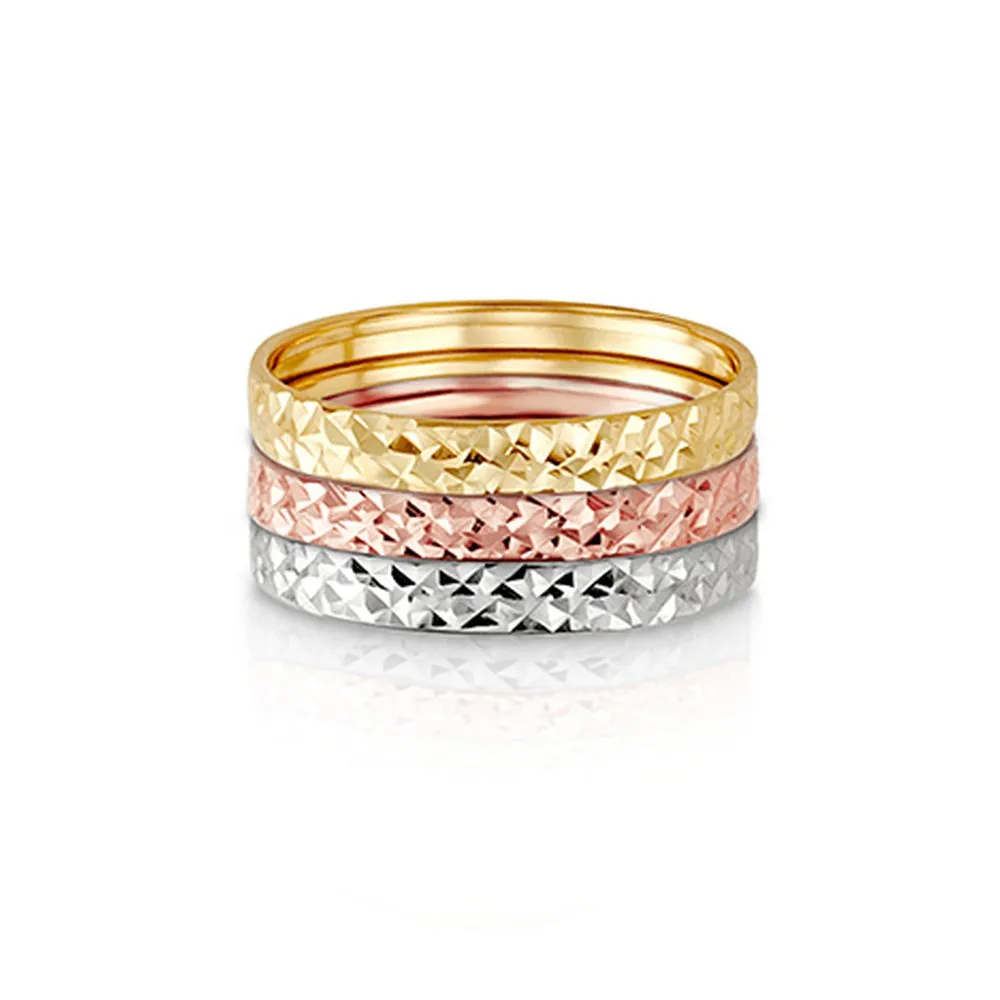 10K Yellow Gold Diamond Cut Stackable Band