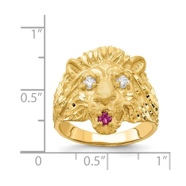 10K Yellow Gold (Large) CZ Lion Head Mens Ring
