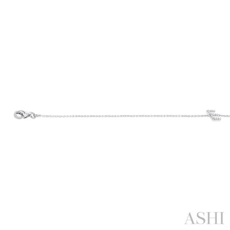 1/20 ctw Initial 'E' Round Cut Diamond Bracelet in 10K White Gold
