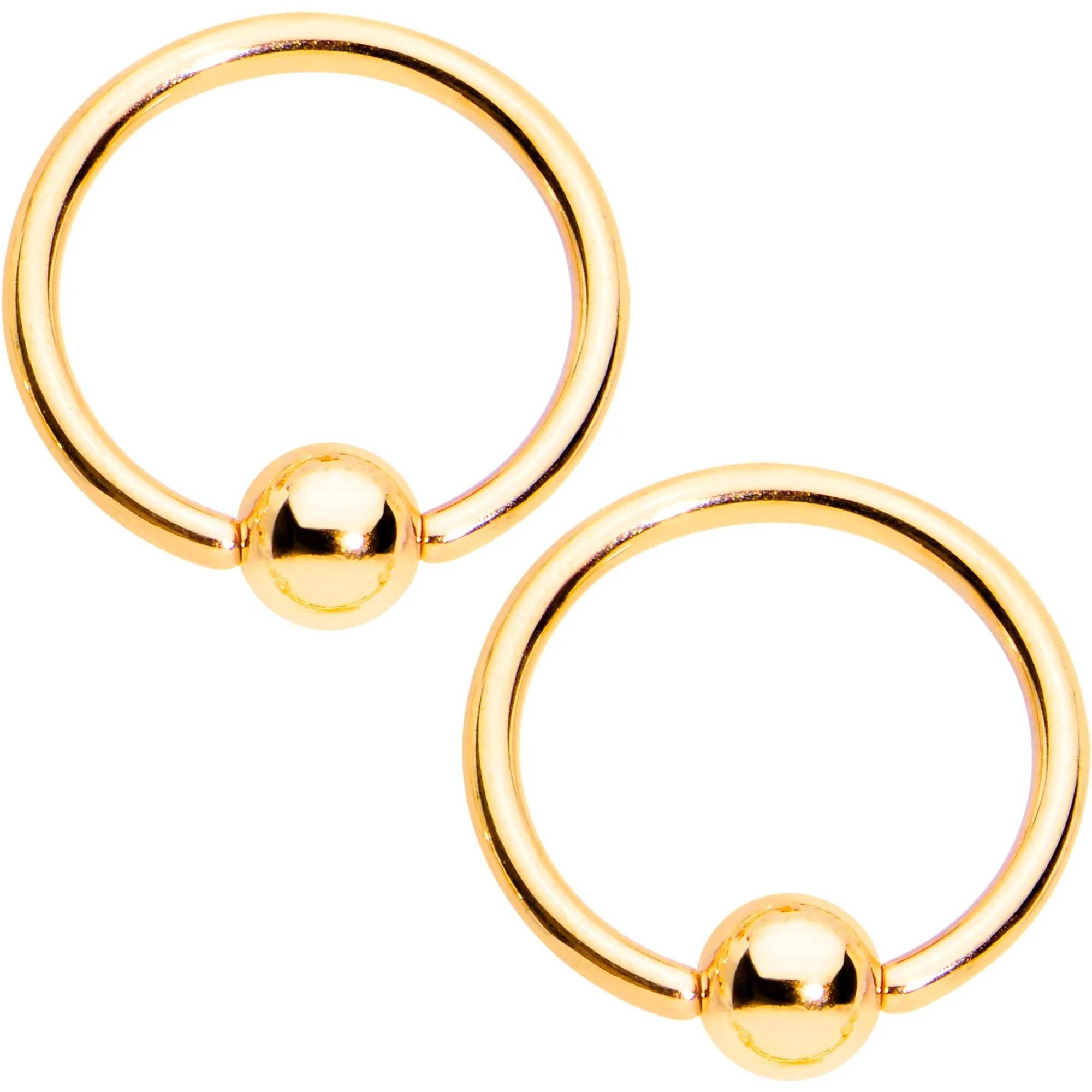 14 Gauge Rainbow Gem Star Gold Tone BCR Ring Barbell Nipple Ring Set
