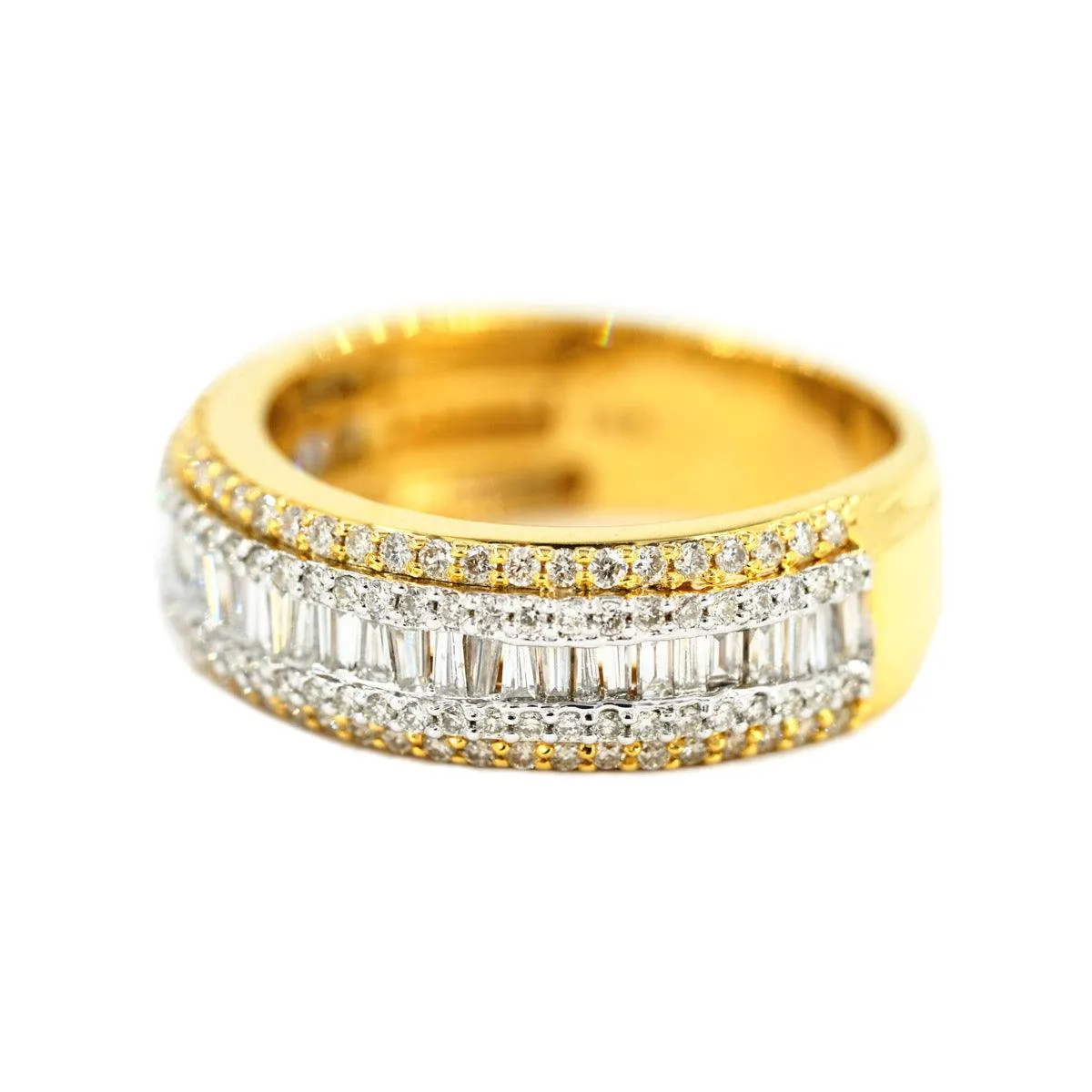 14K 1.55-1.75 CTW BAGUETTE and ROUND DIAMOND MENS BAND