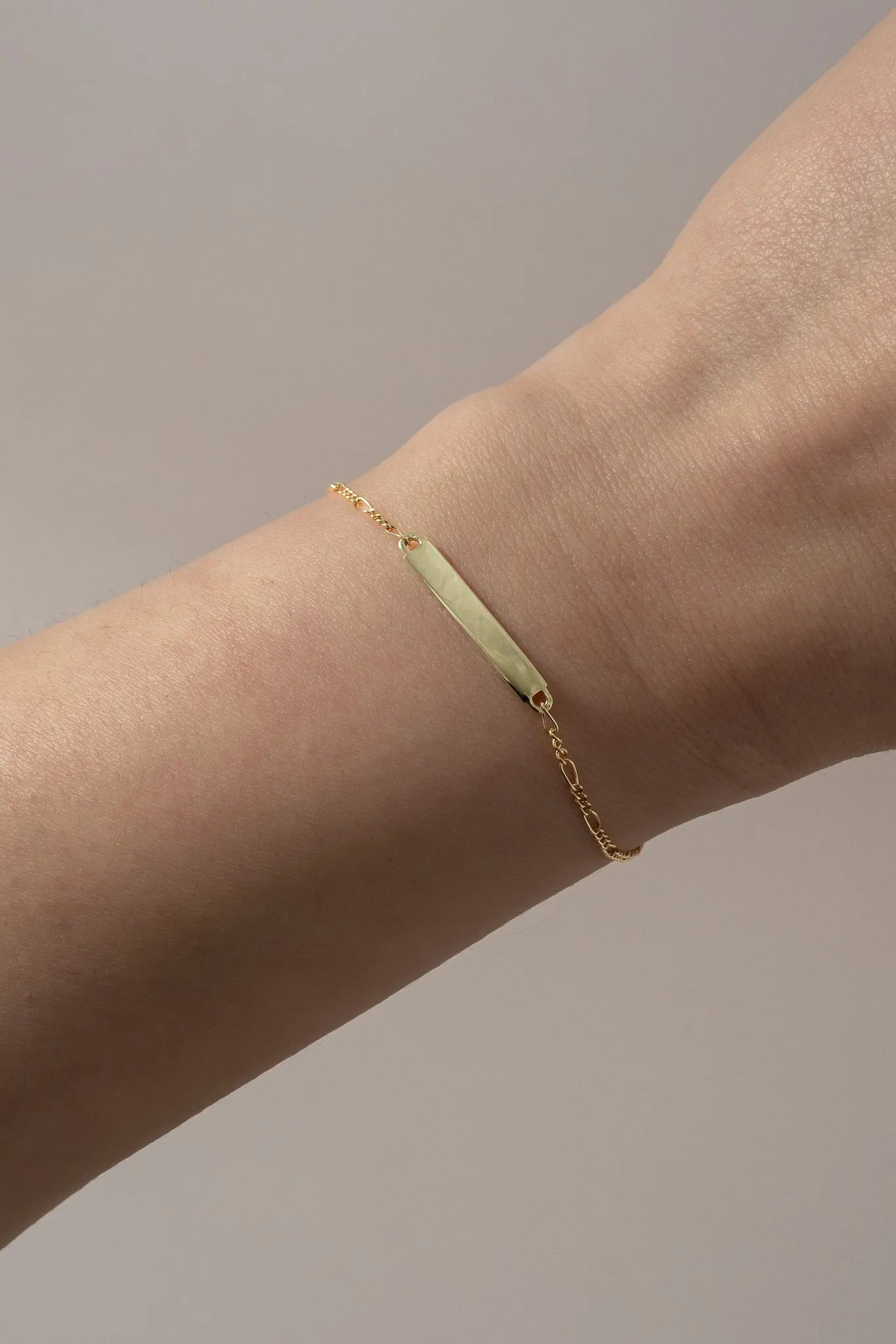14K Baby Bar Figaro Link Bracelet