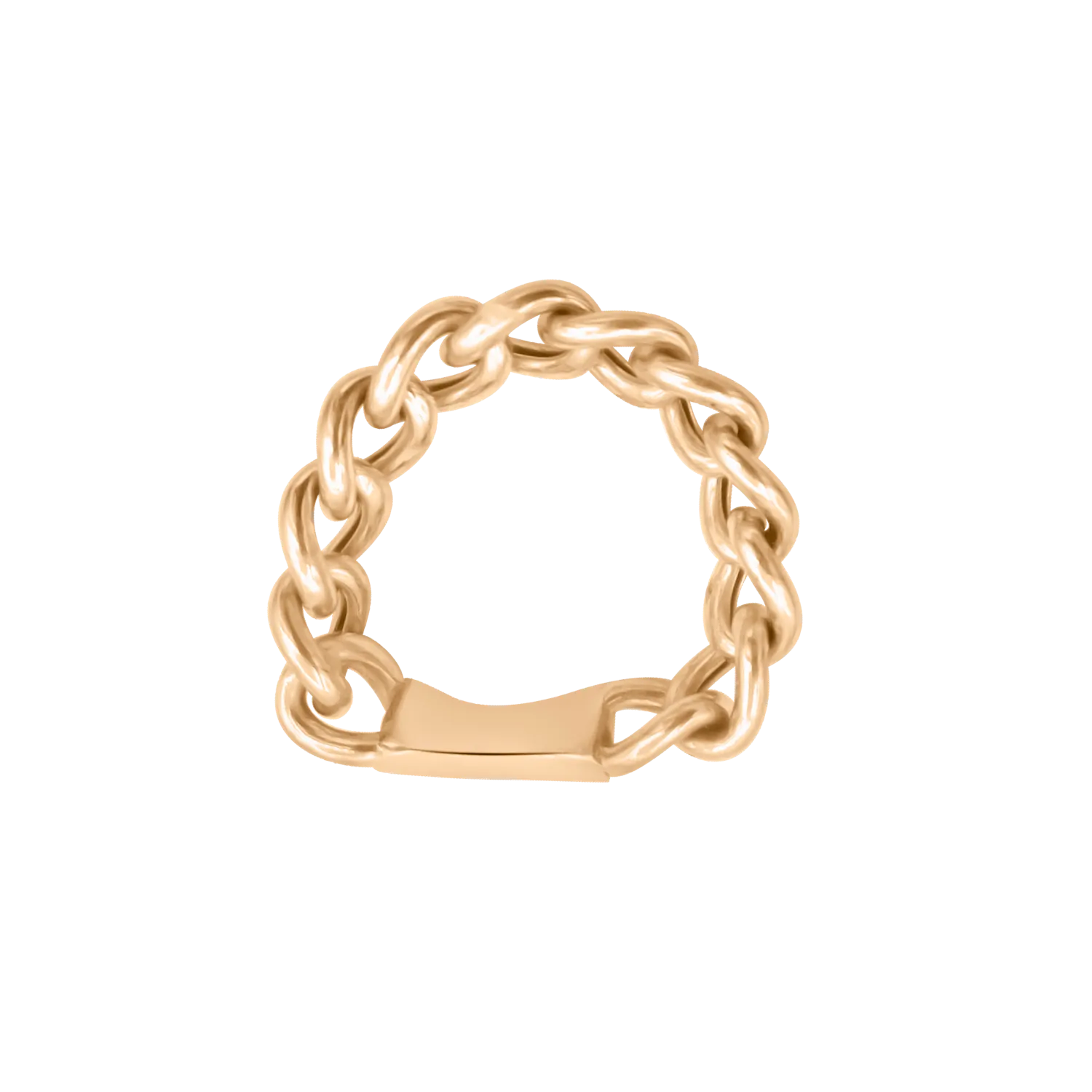 14K Gold Curb Chain Link Ring