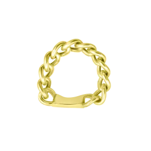 14K Gold Curb Chain Link Ring