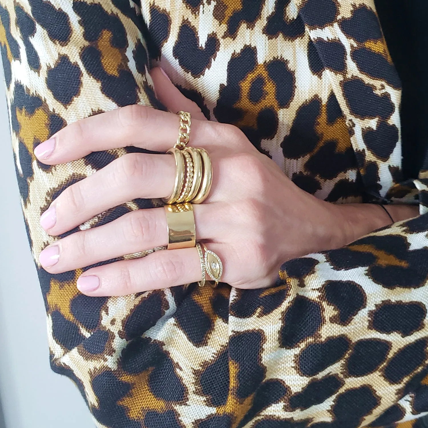 14K Gold Curb Chain Link Ring