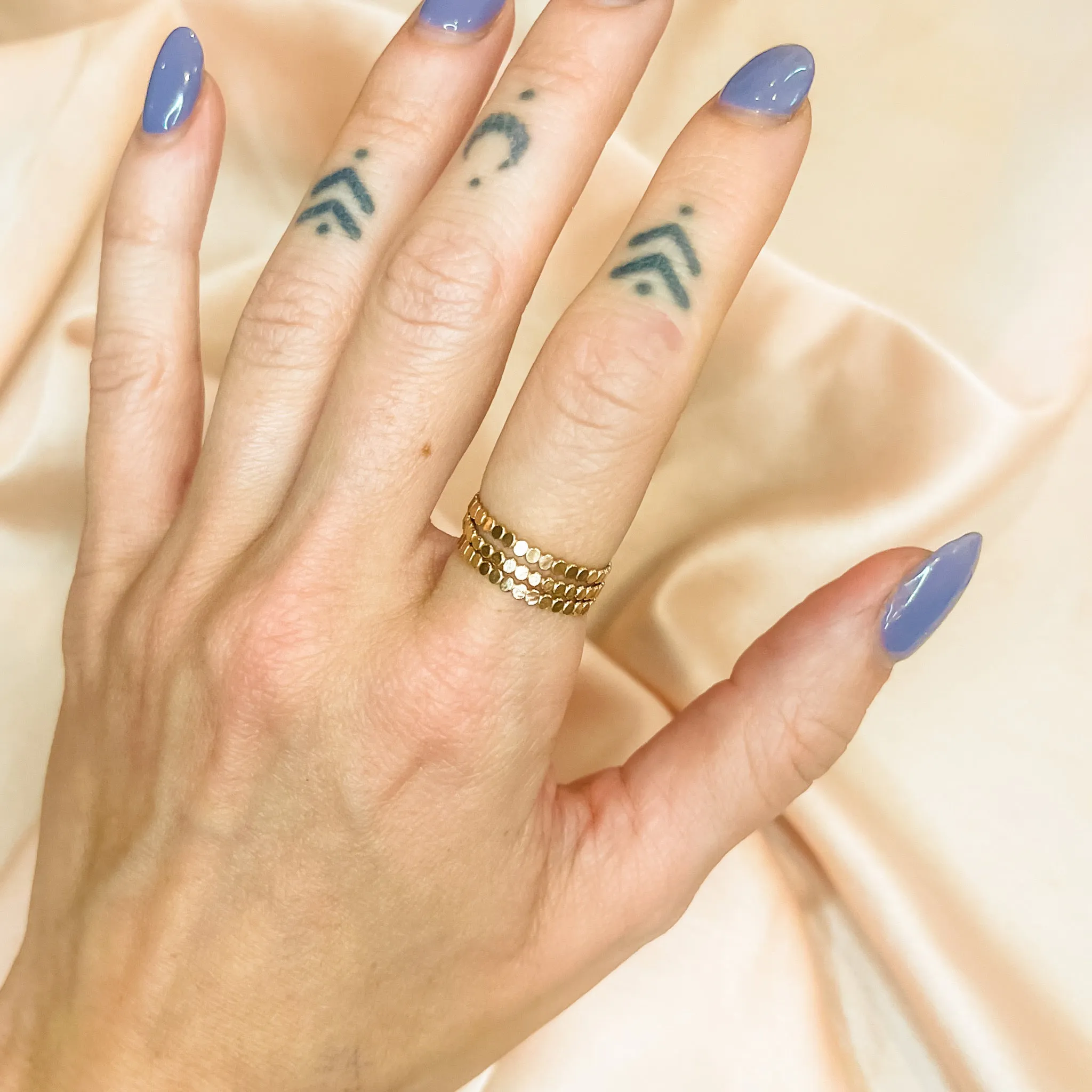 14K Gold Filled Stackers - Circle Pattern (Set of 3)