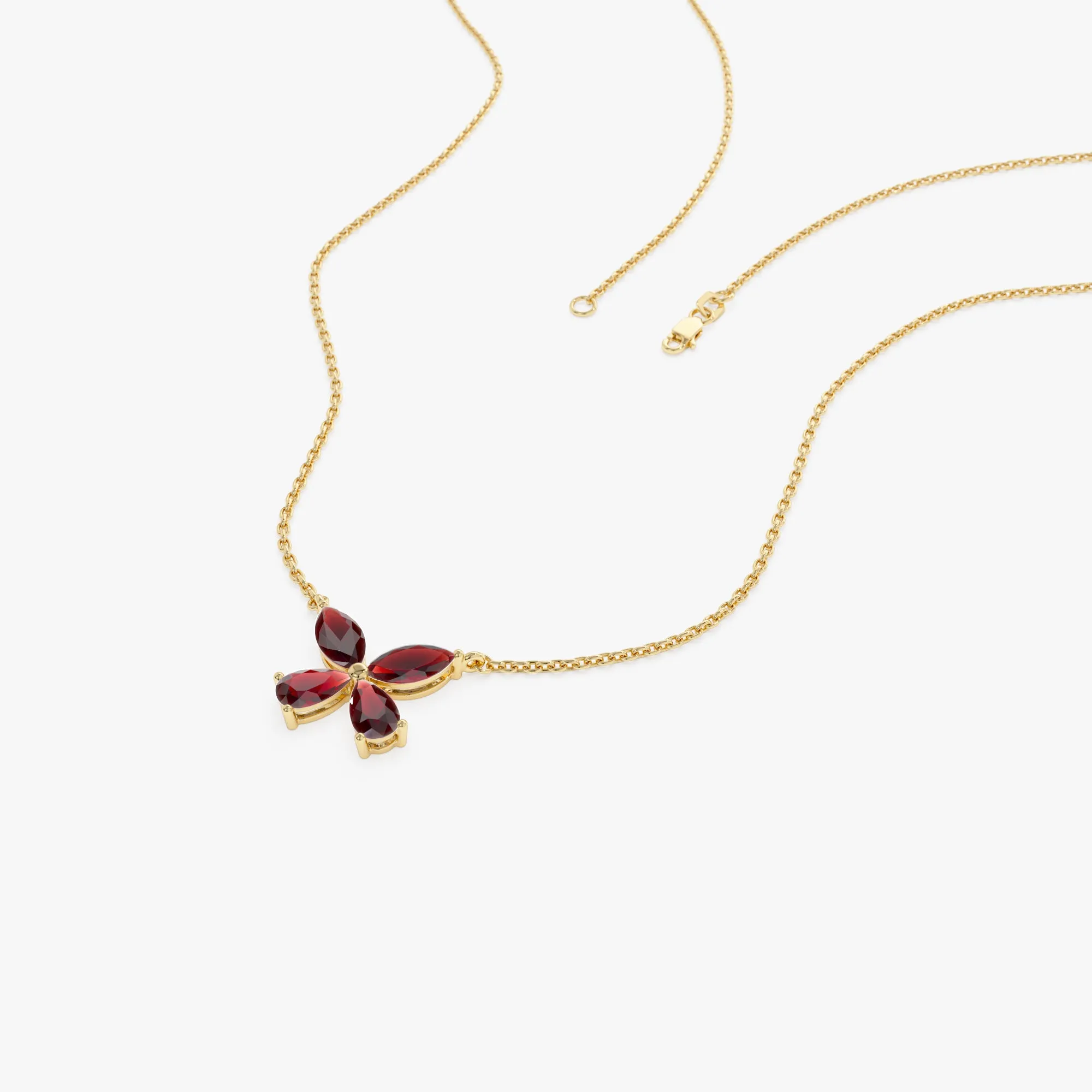 14K Gold Garnet Butterfly Necklace