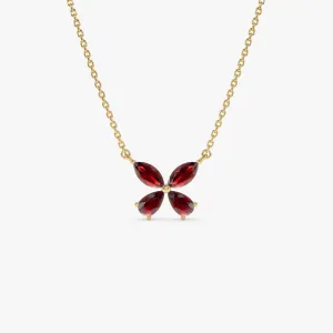 14K Gold Garnet Butterfly Necklace