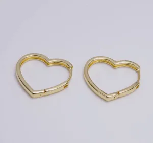 14K Gold Heart Hoops