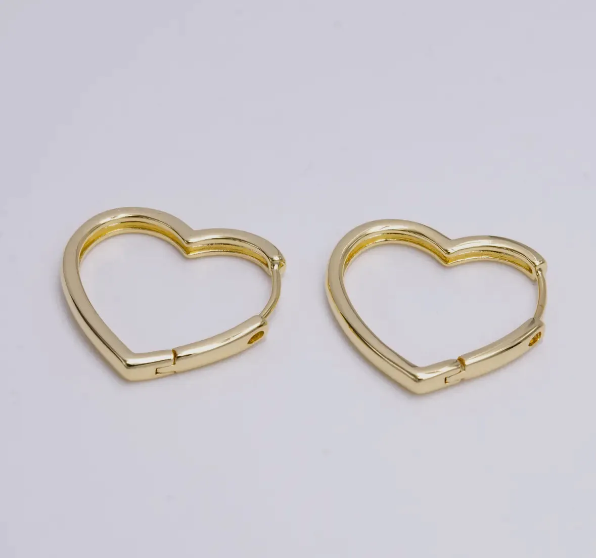 14K Gold Heart Hoops