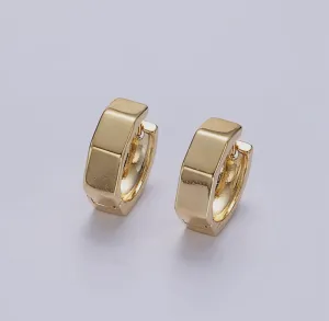 14K Gold Hexagon Huggie