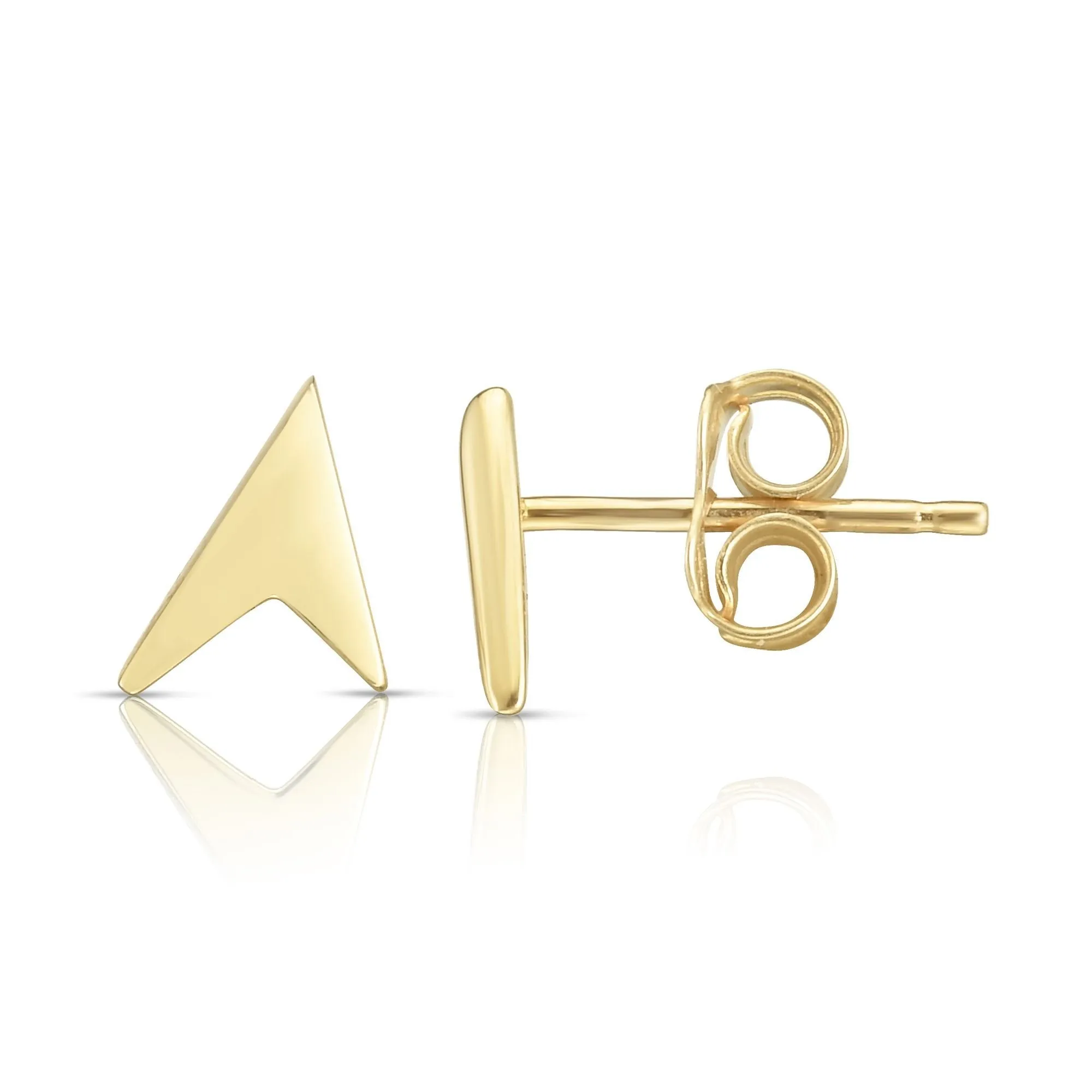 14K Gold Polished Arrow Pointer Stud Earrings