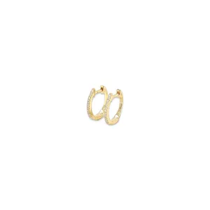 14K Gold Small Diamond Pave Huggie Earrings