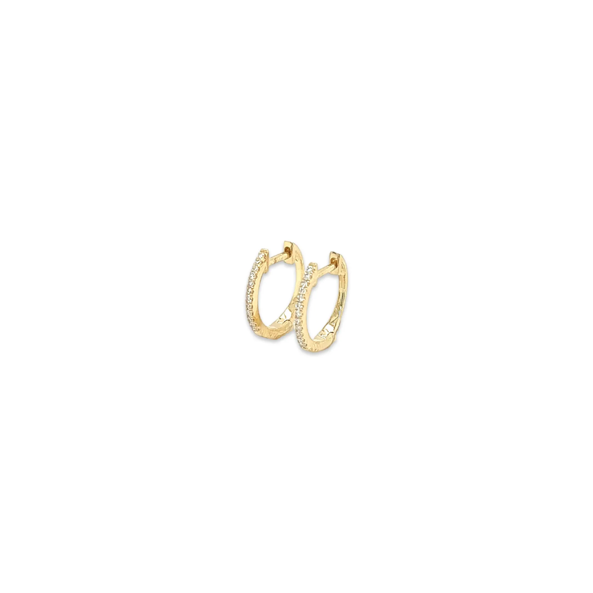 14K Gold Small Diamond Pave Huggie Earrings