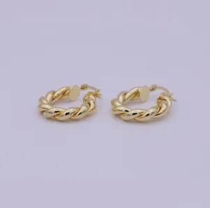 14K Gold Twist Hoop