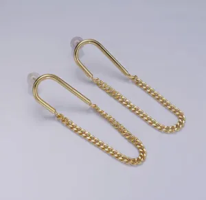 14K Gold U Chain Stud
