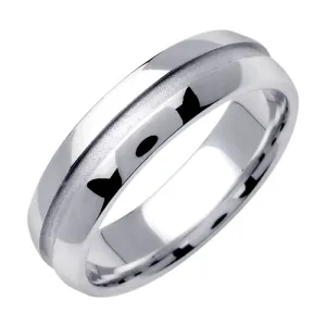 14K or 18K White Gold Center Grooved Ring