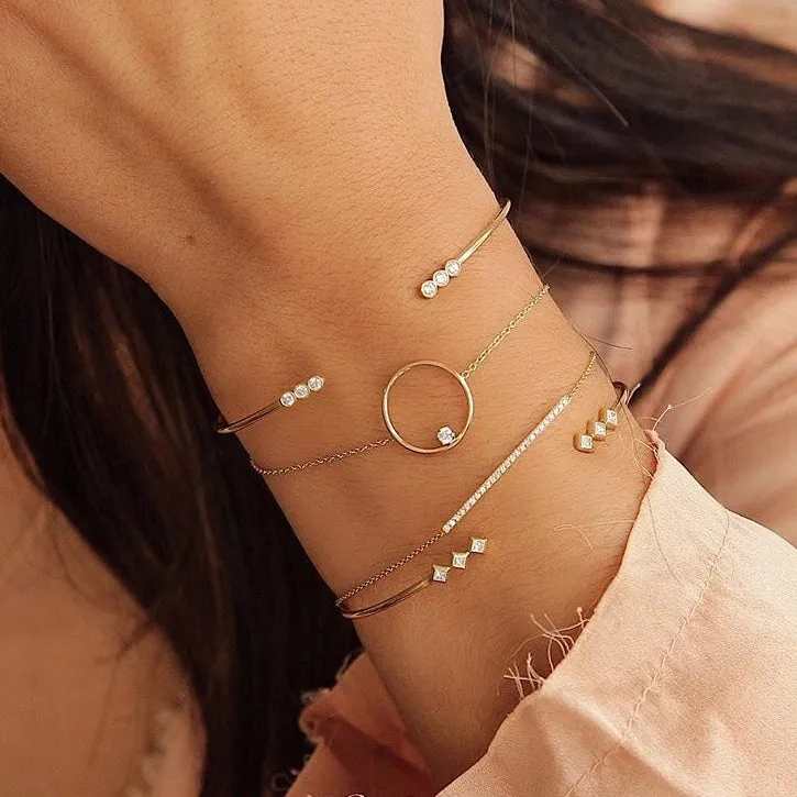 14k Pavé Diamond Thin Bar Bracelet