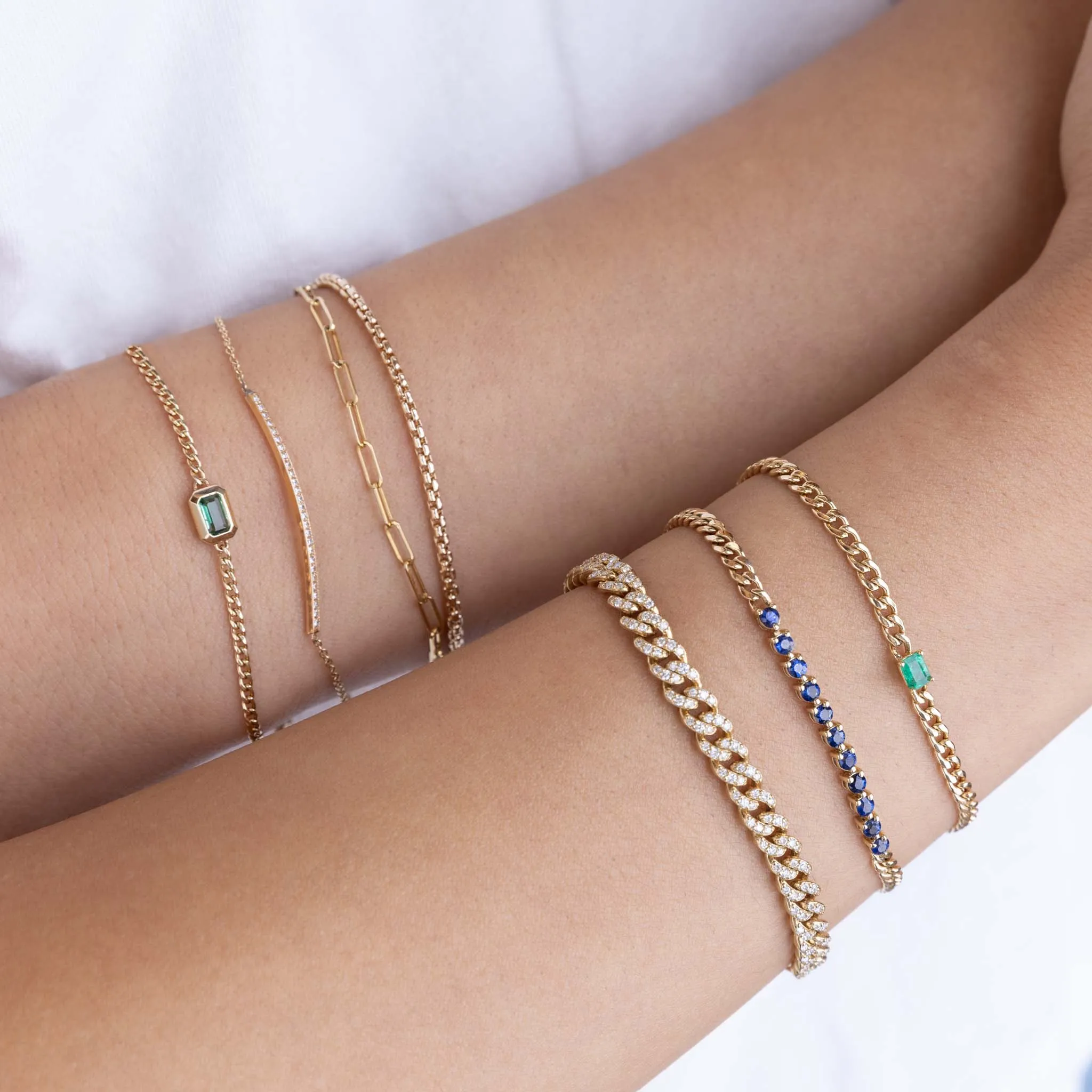 14k Pavé Diamond Thin Bar Bracelet