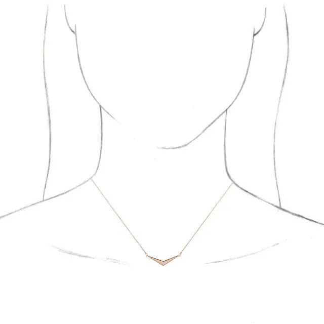 14K Rose Gold .03 CTW Natural Diamond "V" 18" Necklace