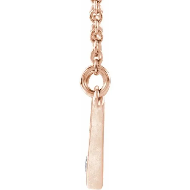 14K Rose Gold .03 CTW Natural Diamond "V" 18" Necklace