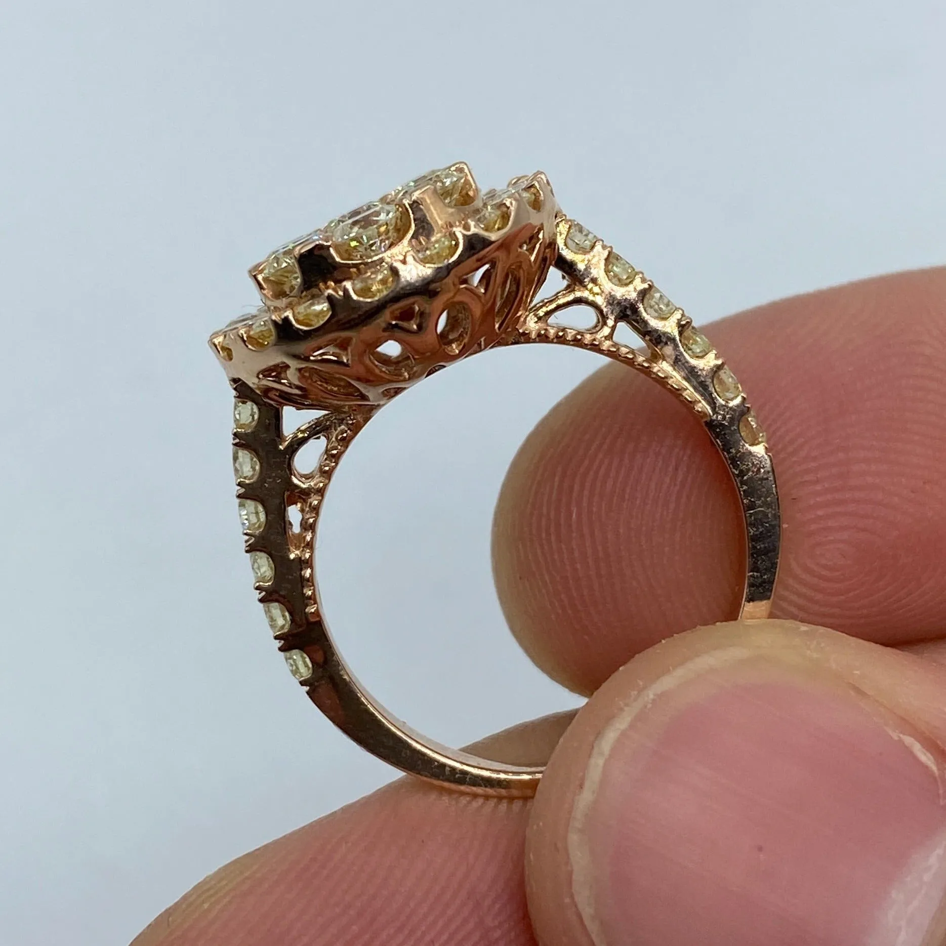 14K Rose Gold Circle Diamond Engagement Ring