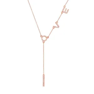 14k Rose Gold  Customizable Fashionable Diamond ''Love'' Necklace - 0.17ct V0194