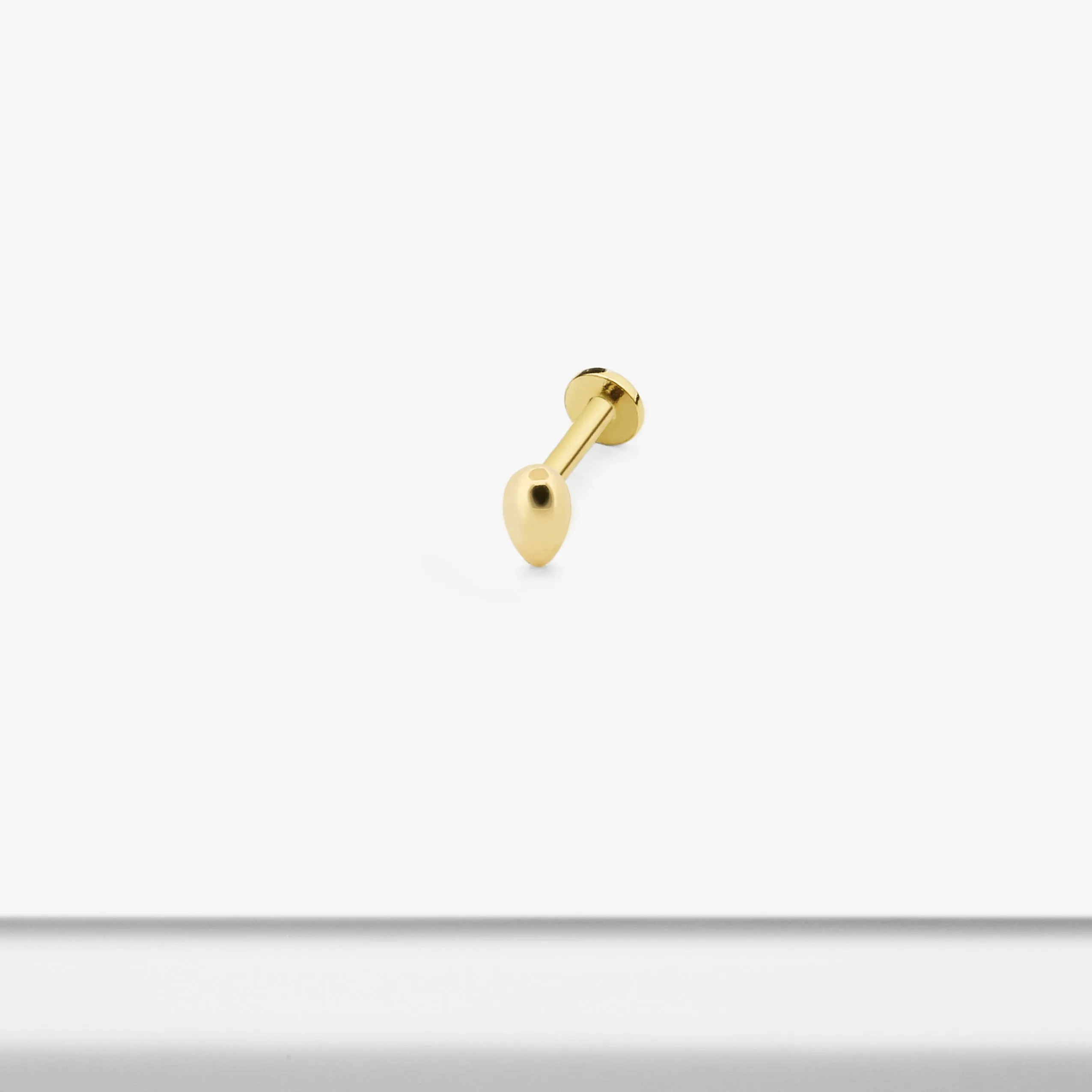 14k Solid Gold 3D Water Drop Internally Threaded Labret Stud Earring