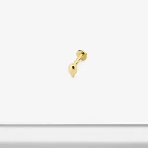 14k Solid Gold 3D Water Drop Internally Threaded Labret Stud Earring