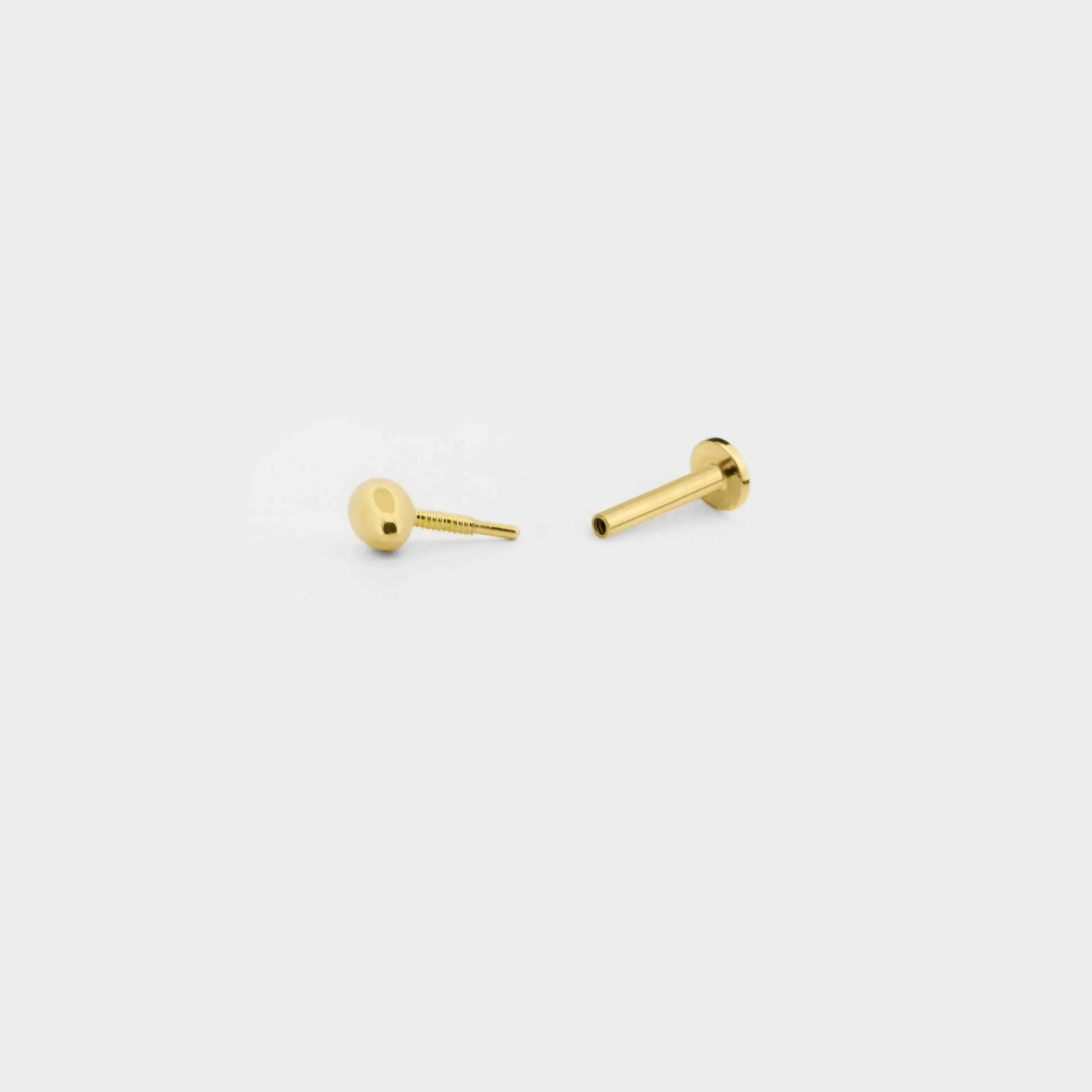 14k Solid Gold 3D Water Drop Internally Threaded Labret Stud Earring