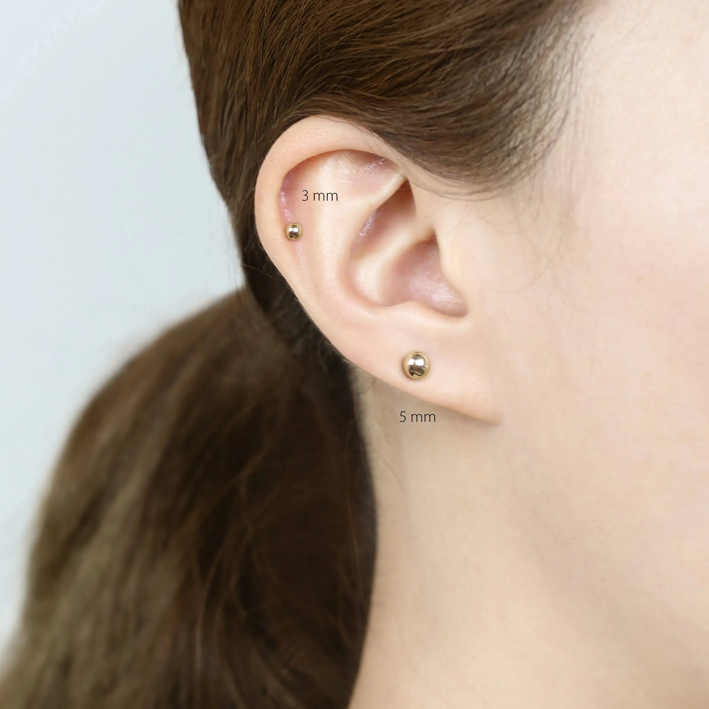14k Solid Gold Ball Stud Earring