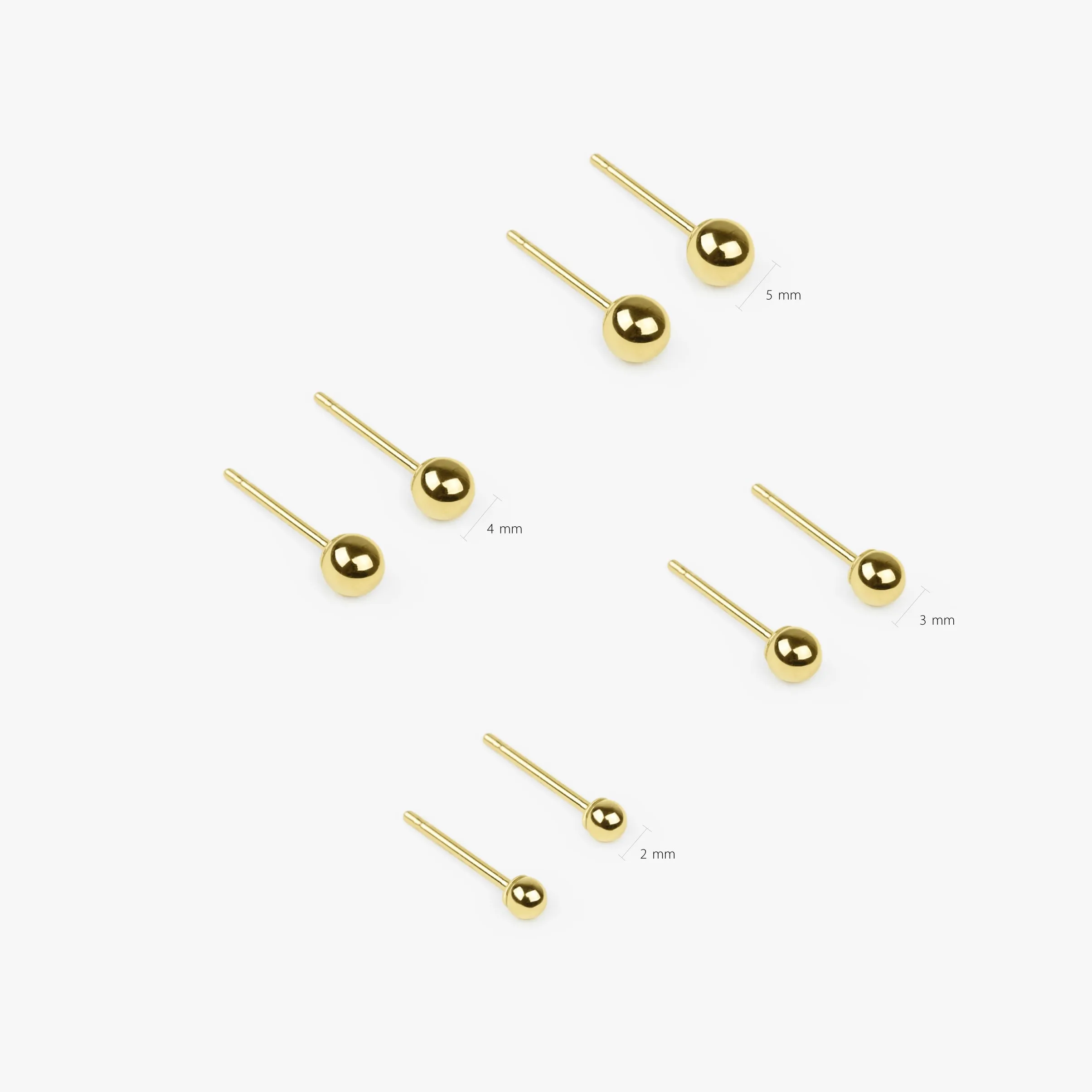 14k Solid Gold Ball Stud Earrings