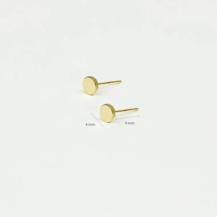 14k Solid Gold Circle Stud Earrings