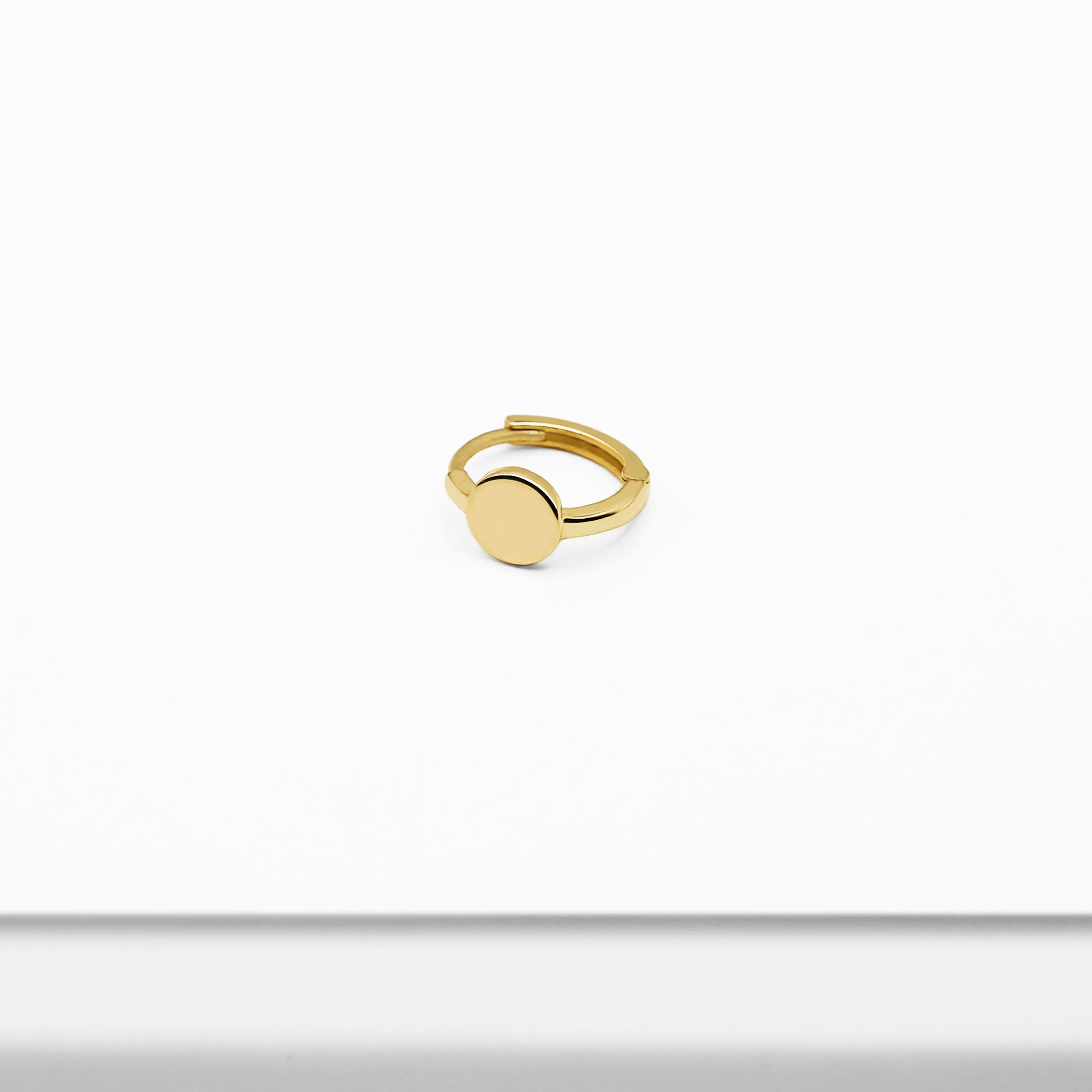 14k Solid Gold Flat Circle Hoop Earring