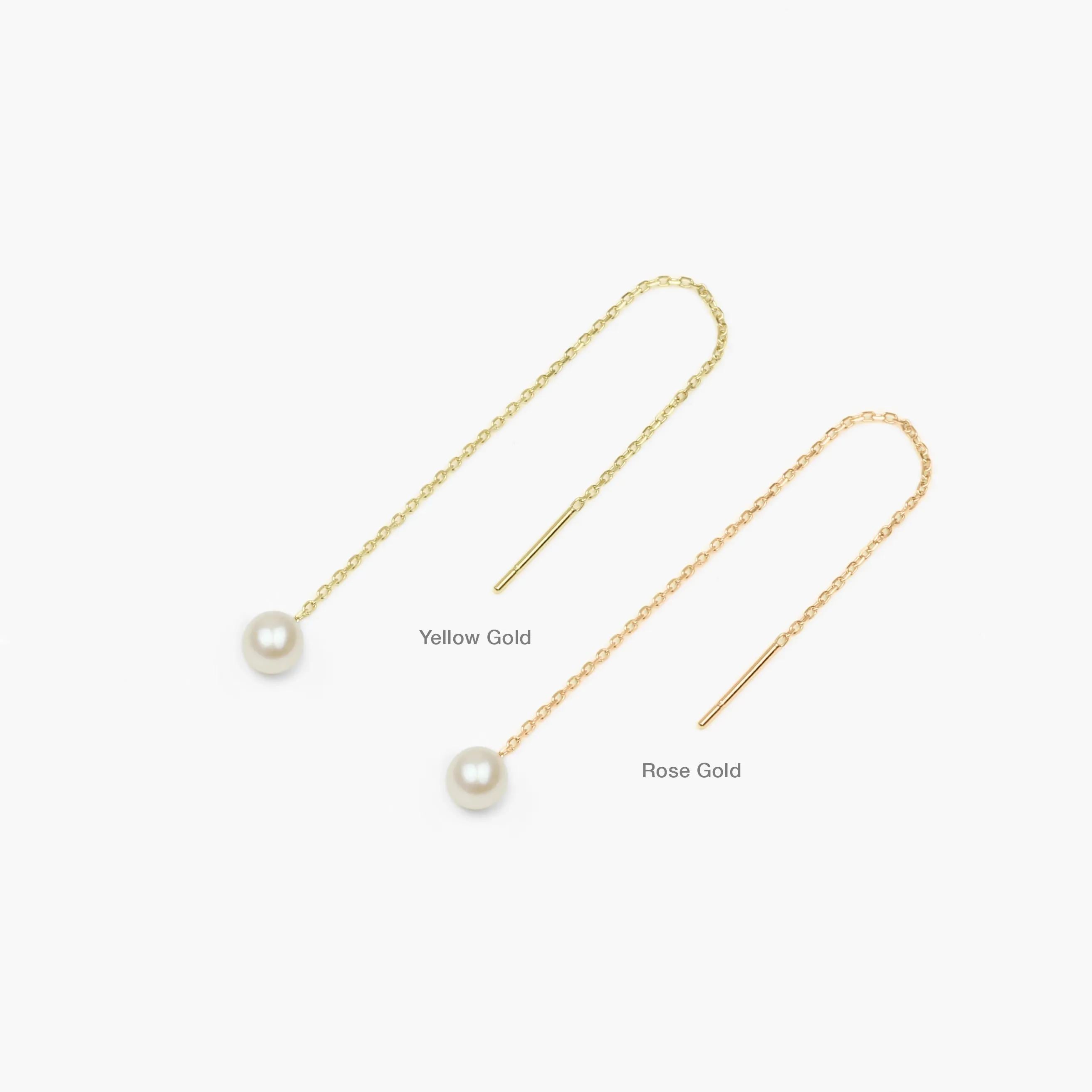 14k Solid Gold Freshwater Pearl Threader Earring