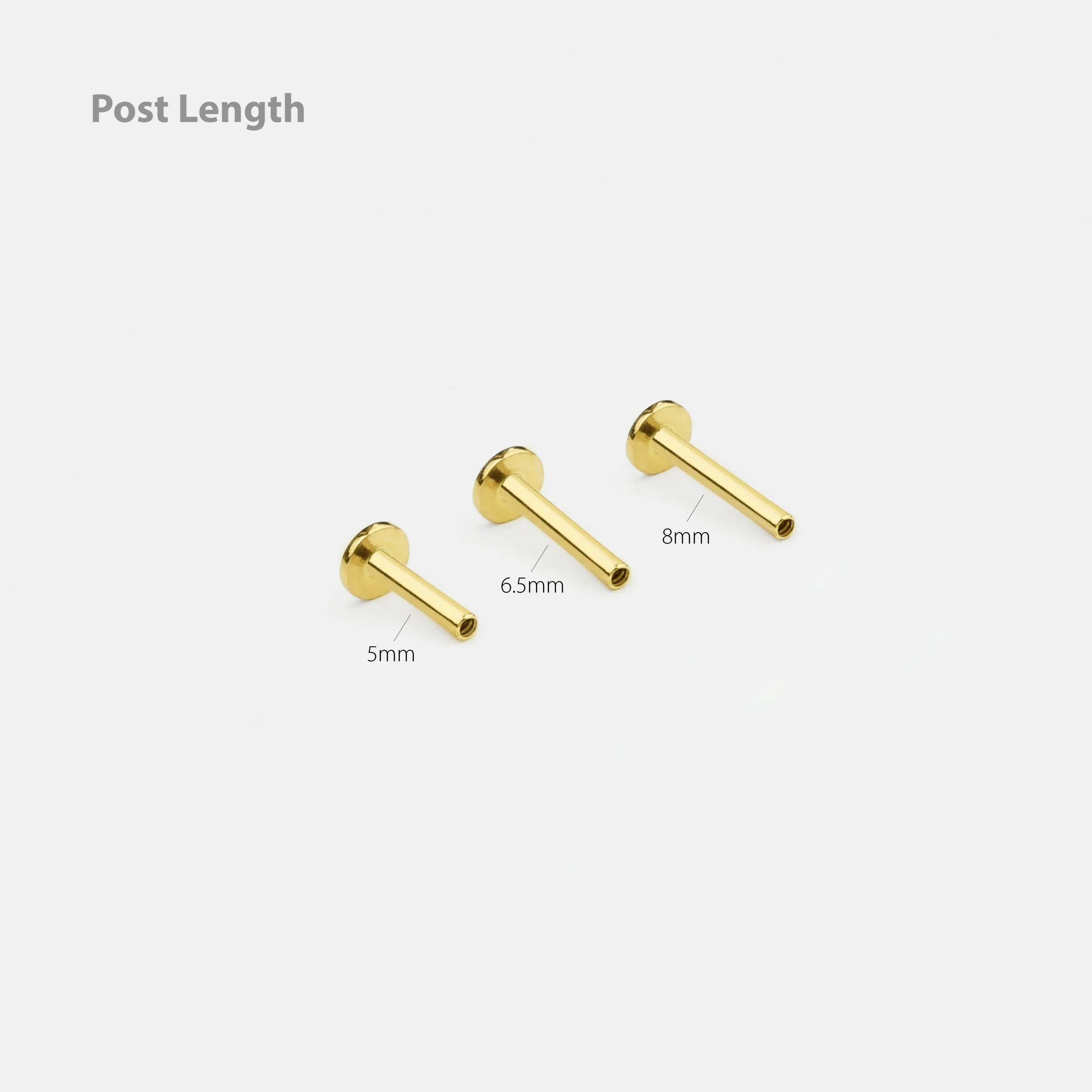 14k Solid Gold Micro CZ Triangle Internally Threaded Labret Stud Earring