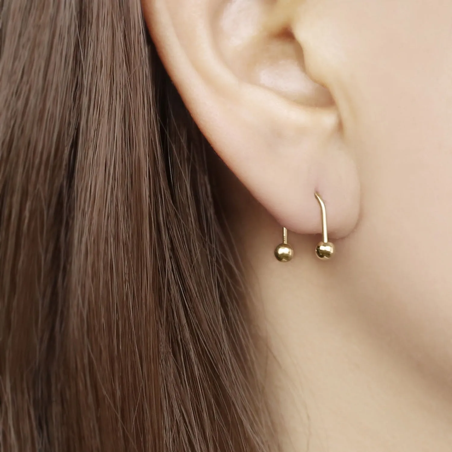 14k Solid Gold Multi-Way Ball Earring