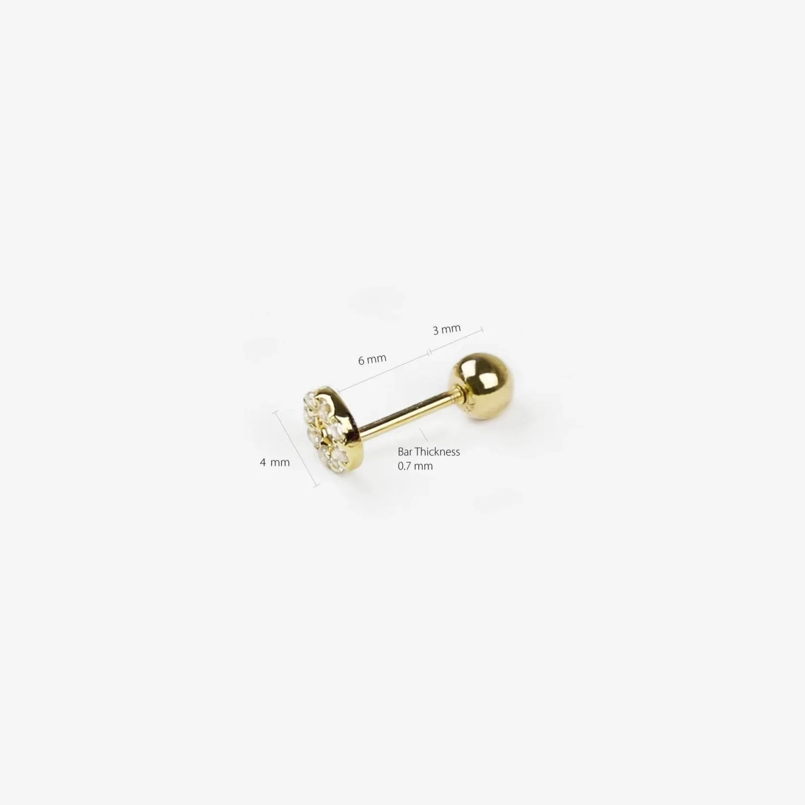 14k Solid Gold Open Circle CZ Stud Earring