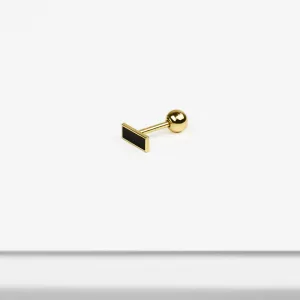 14k Solid Gold Tiny Black Bar Stud Earring