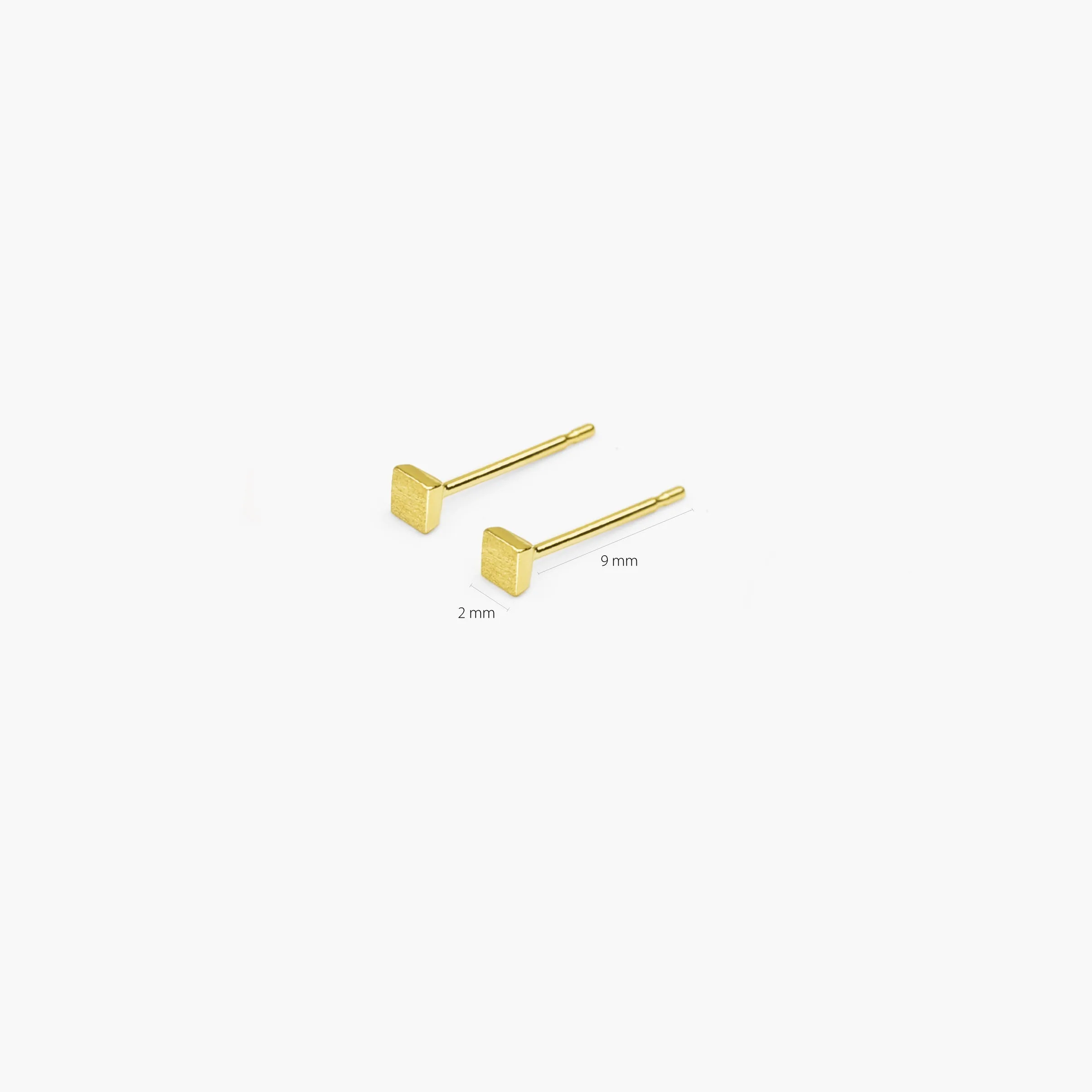 14k Solid Gold Tiny Square Stud Earrings