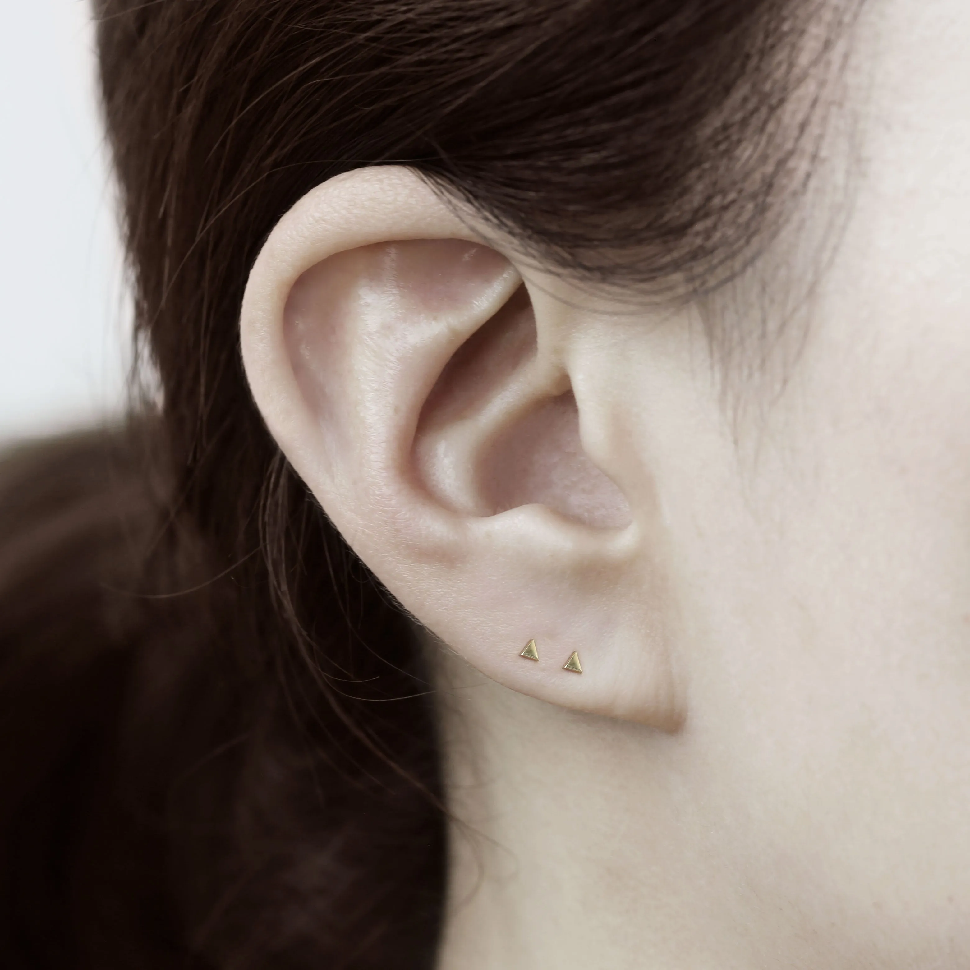 14k Solid Gold Tiny Triangle Stud Earrings